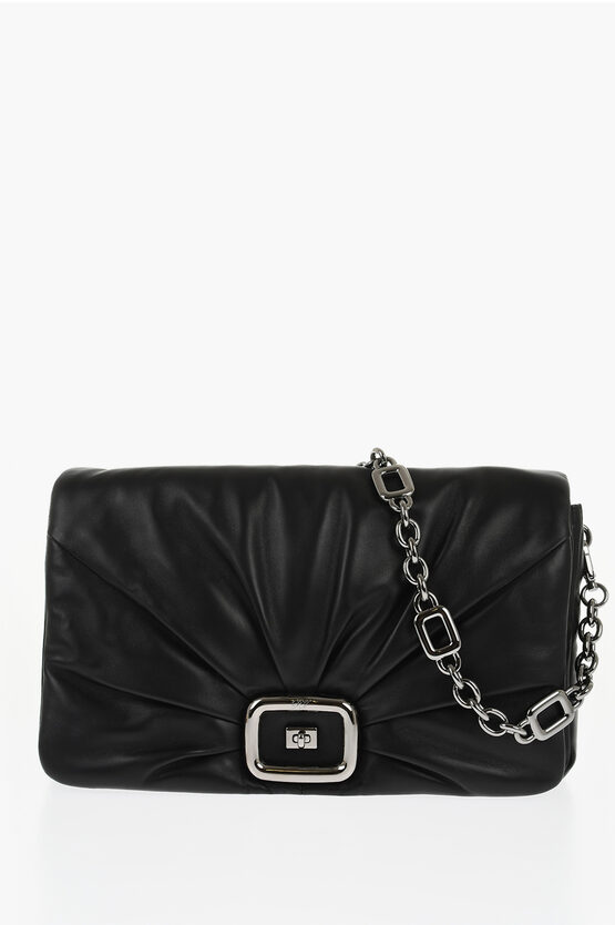 Roger Vivier Quilted Leather Choc Shoulder Bag In Black
