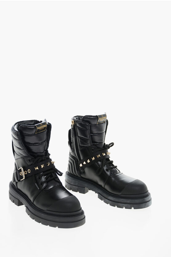 Valentino Quilted Leather Combat Booties with Strap women - Glamood Outlet