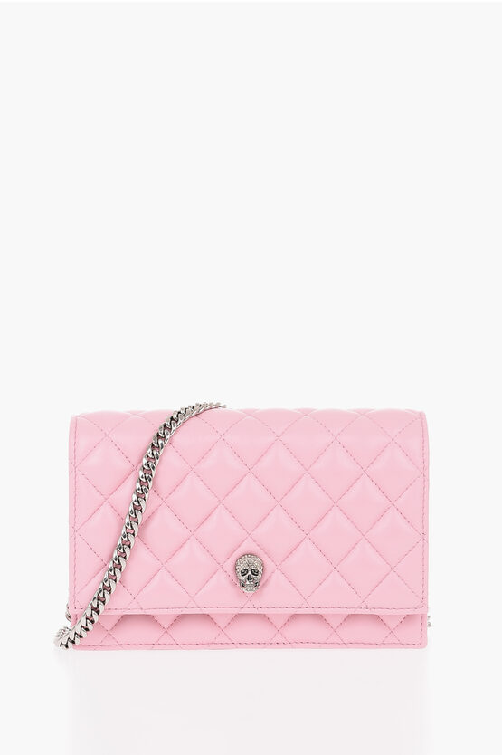 Alexander Mcqueen Quilted Leather Crossbody Bag With Chain In Pink