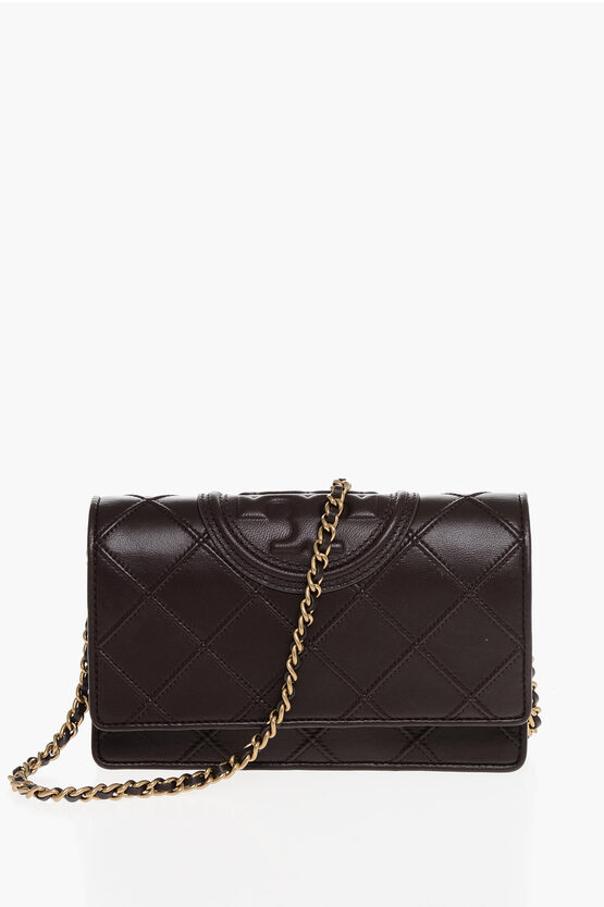 Tory Burch Quilted Leather Fleming Wallet With Chain