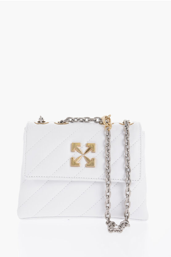Off-white Quilted Leather Jackhammer 19 Shoulder Bag With Two-tone Cha In White