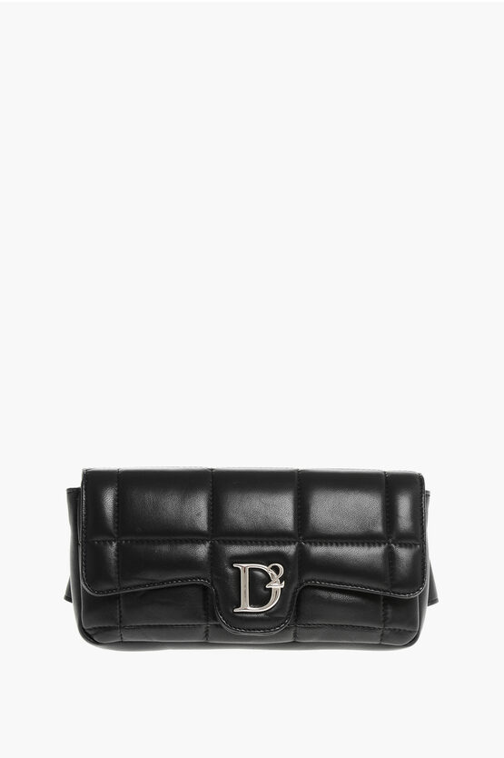Dsquared2 Quilted Leather Pouch With Snap Button