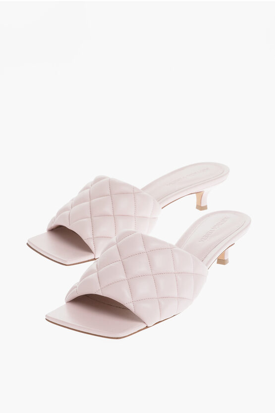 Bottega Veneta Quilted Leather Slides 4cm In White