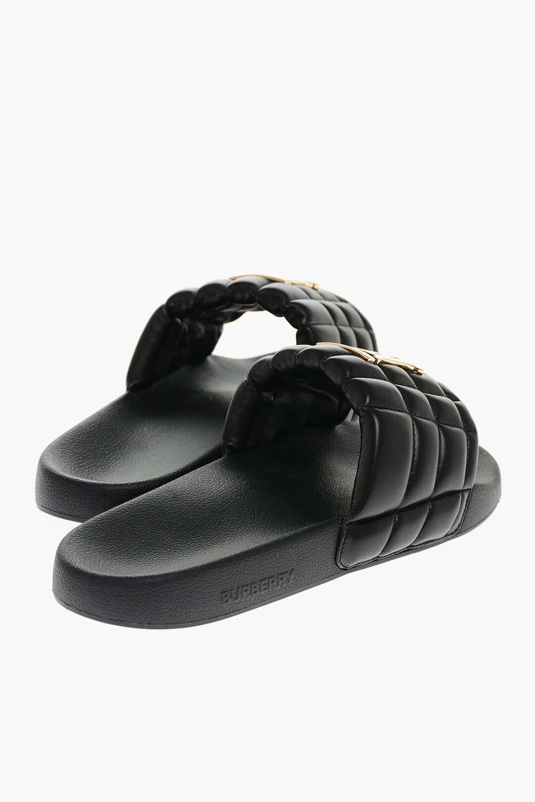 Burberry Quilted Leather Slippers with Metal Monogram men