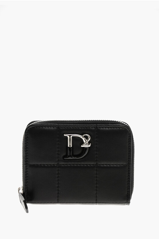 Dsquared2 Quilted Leather Wallet With Metal Logo
