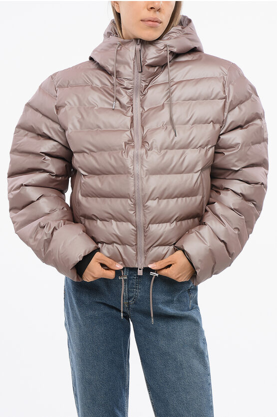 Rains Quilted Lohja Padded Jacket With Hood In Brown