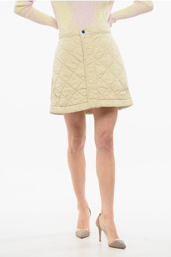 Shop Burberry Quilted Miniskirt With Hidden Placket