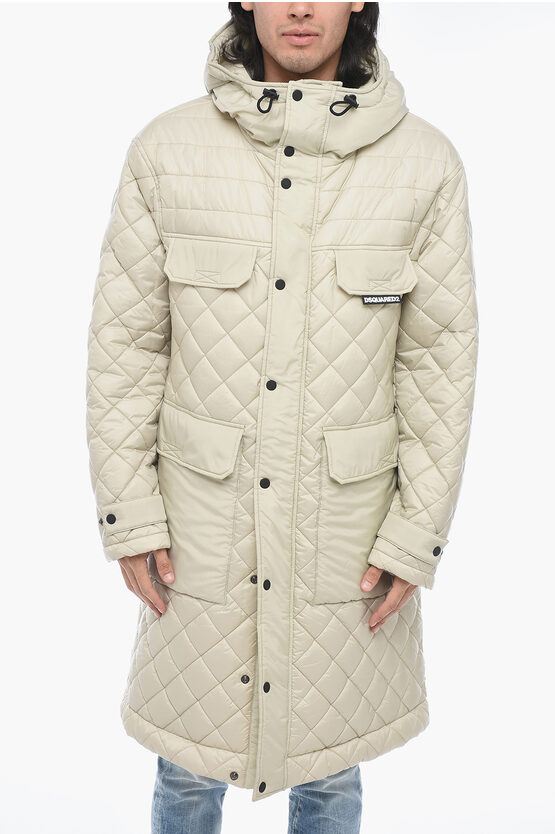 Shop Dsquared2 Quilted Multipocket Parka With Hood