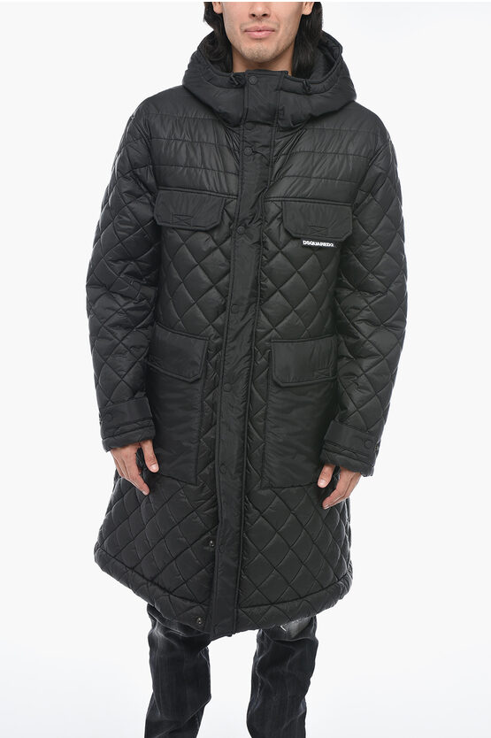 Shop Dsquared2 Quilted Multipocket Parka With Hood