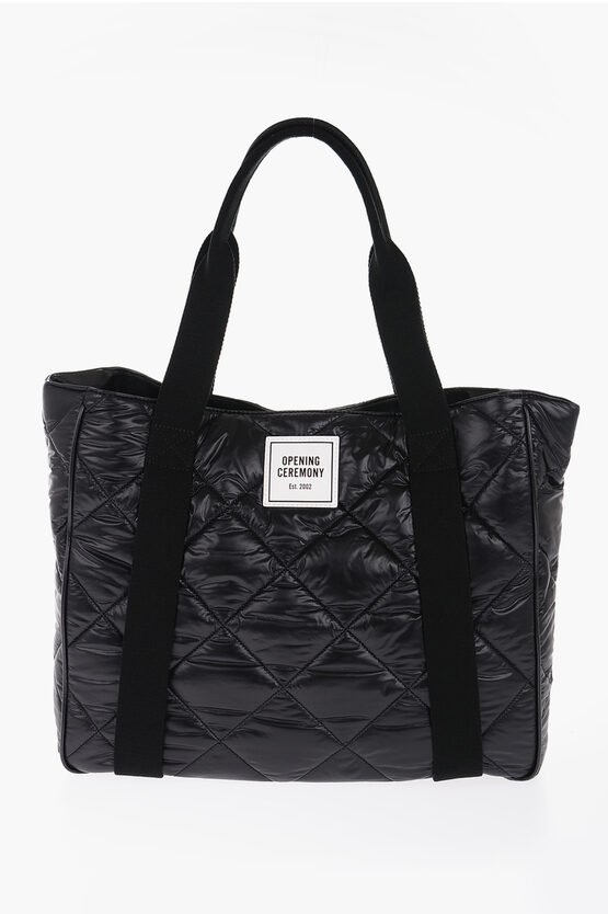 Opening Ceremony Quilted Nylon Box Logo Tote Bag