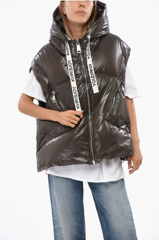 Khrisjoy Quilted Nylon Sleeveless Down Jacket With Hood