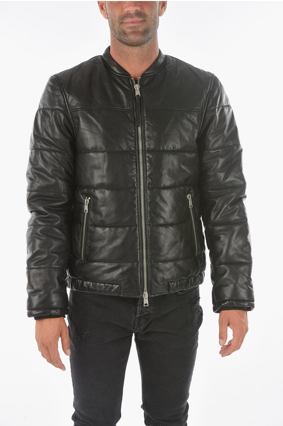 AllSaints Quilted RUSSEL PUFFER Leather Jacket men - Glamood Outlet