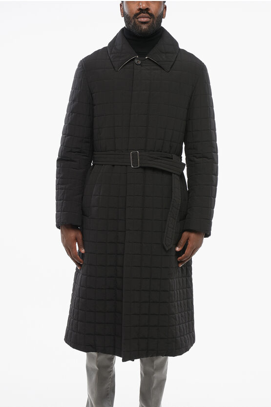 Corneliani Quilted Swampers Trench With Belt In Brown