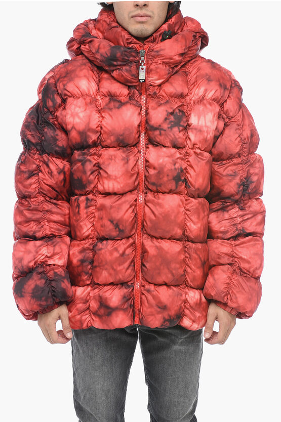 Shop Diesel Quilted W-ralle Down Jacket With Tie-dye Print