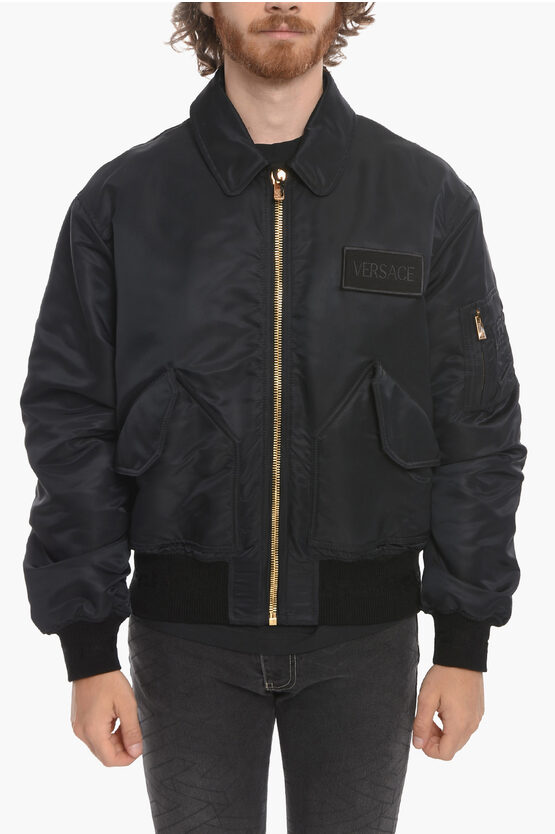 Black bomber jacket mens with patches hotsell