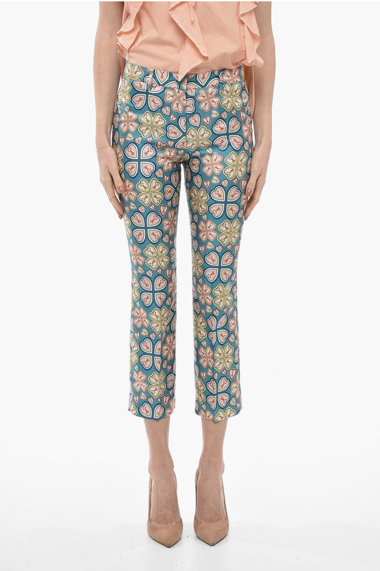 Etro Floral-print Cropped Trousers In Azzurro
