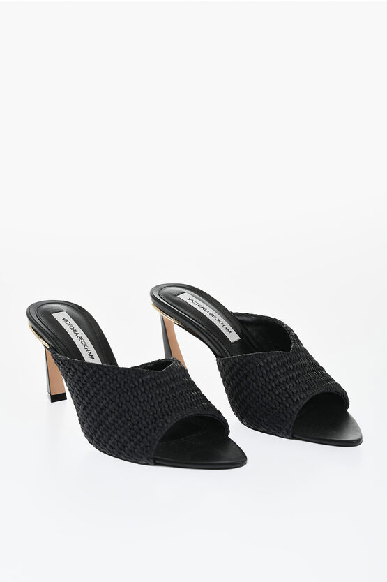 Victoria Beckham Raffia Stiletto Mule Sandals