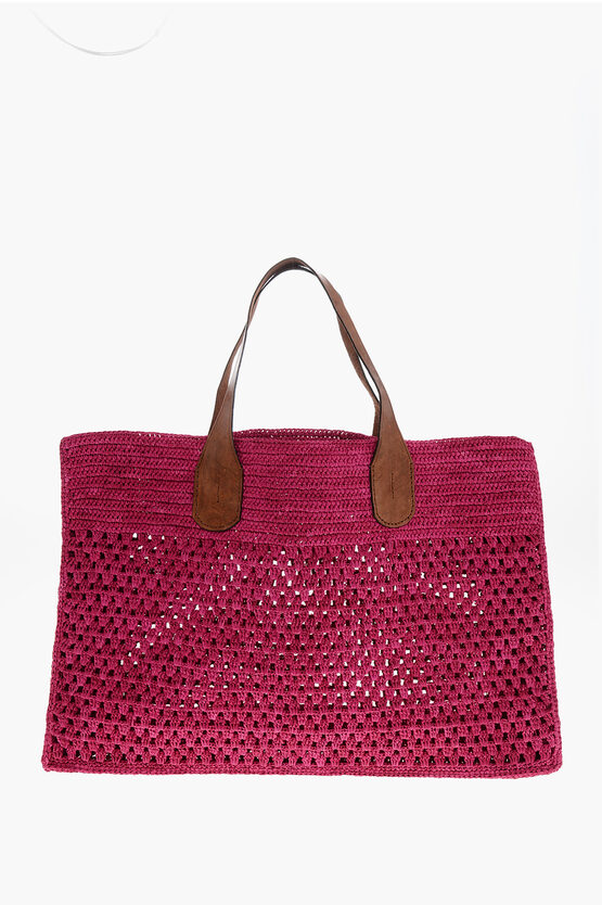 Ibeliv Raffia Havana Maxi Tote Bag With Leather Trims