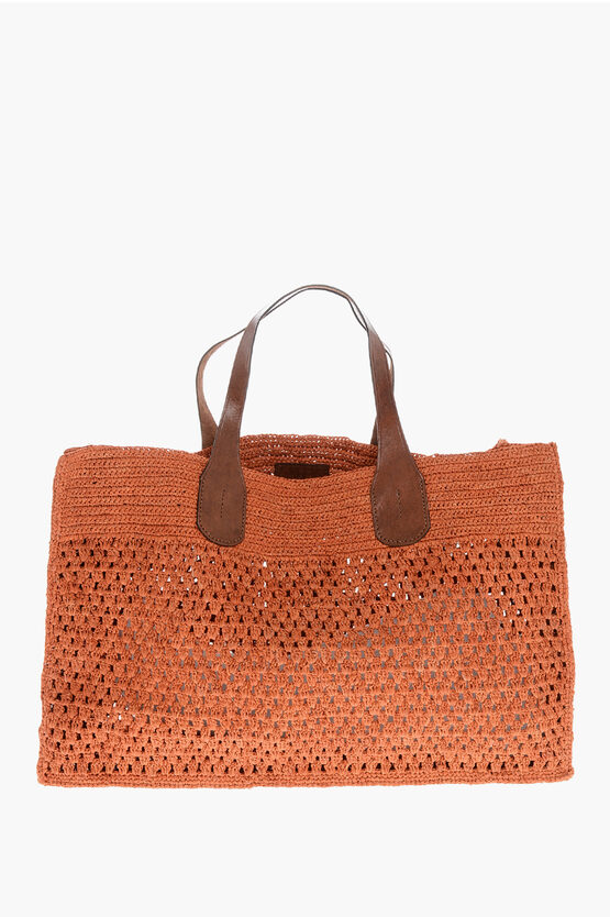 Ibeliv Raffia Havana Maxi Tote Bag With Leather Trims