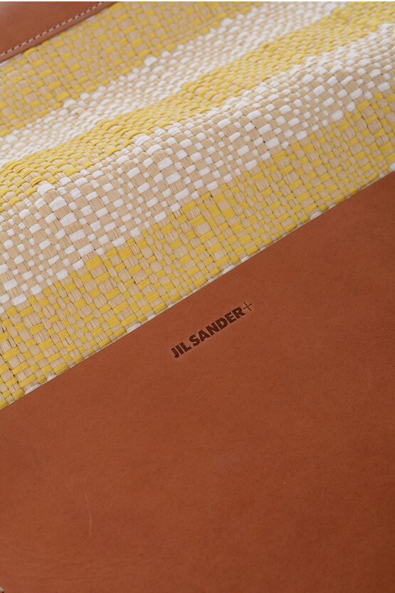 Raffia Tote Bag SUNFLOWER with Leather Details