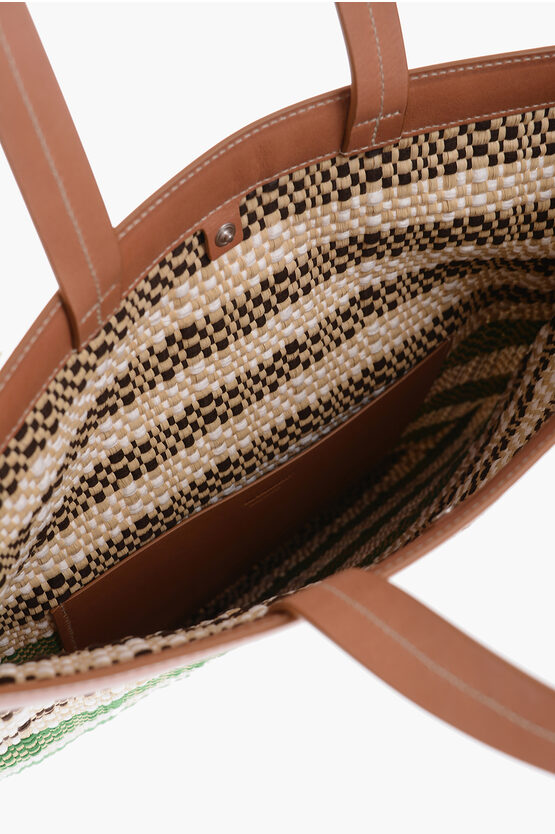 ファッション雑貨・小物その他 Large Raffia Tote Large olive gabardine Chihuahua shopper bag