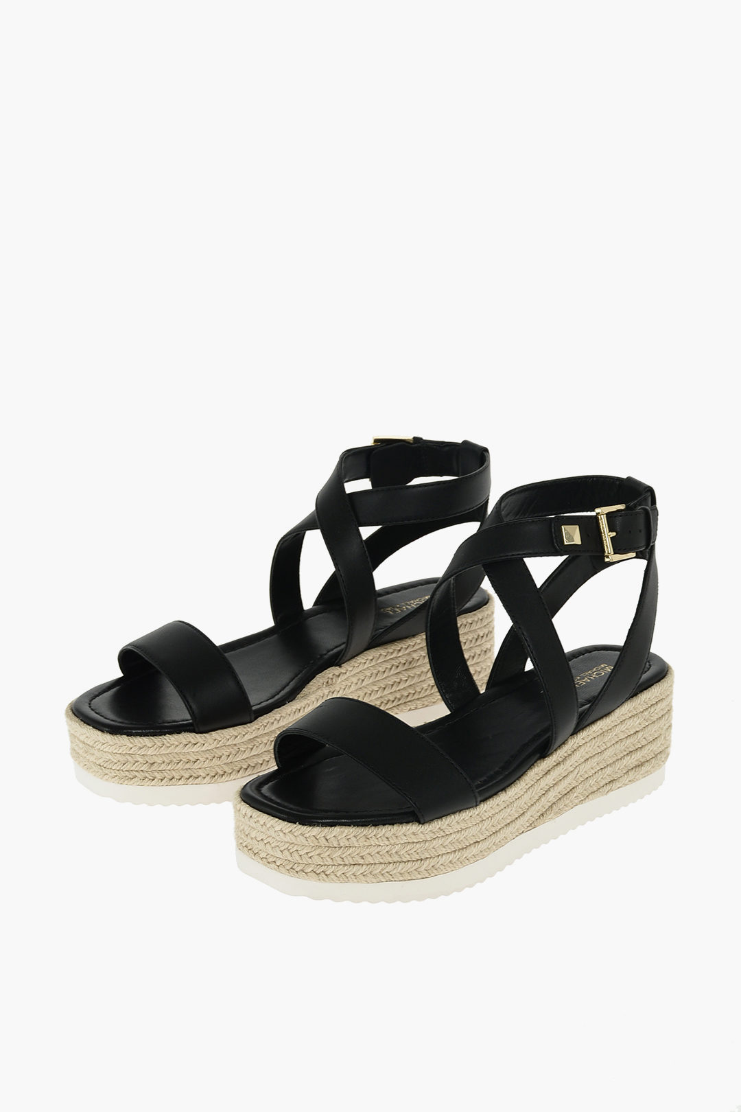 Michael Kors Raffia Wedge LOWRY Leather Sandals 7cm women