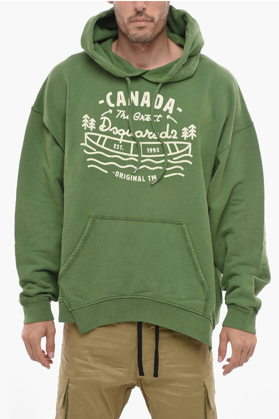 Shop Dsquared2 Ragian Hoodie Sweatshirt With Lettering Print