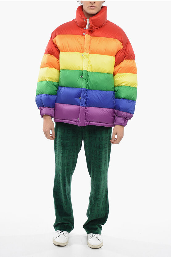 Burberry RAINBOW Oversized Down Jacket with Striped Pattern men ...