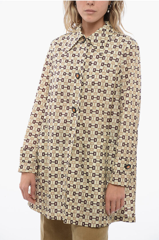 Shop Gucci Rainproof Trench With All-over Horsebit Motif