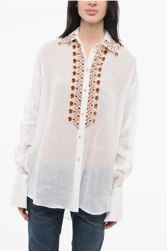 Ermanno Scervino Flocked-motifs Ramie Shirt