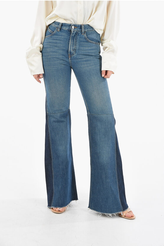 Shop Chloé Raw Cut Bottom Flared Fit Jeans 34cm