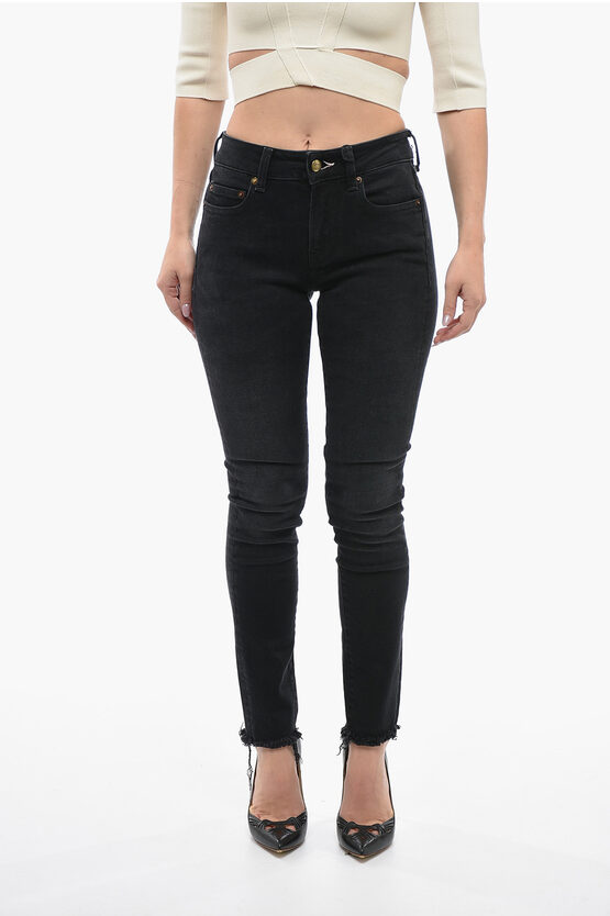 Washington Dee Cee Raw-cut Bottom Skinny Fit Jeans In Black