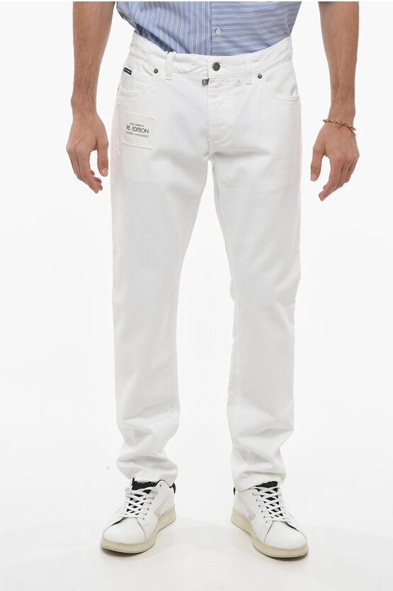 Dolce & Gabbana Re-edition Regular Fit Denims With Distressed Details 17cm In White