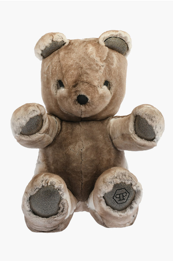 Philipp Plein Real Fur Teddy Bear 70 Soft Toy With Rhinestone Embellishmen In Brown
