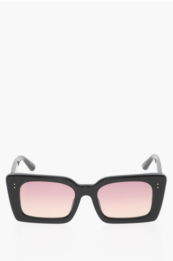 Linda Farrow Rectanguar- Frame Oversized Nieve Sunglasses With Cut-out De