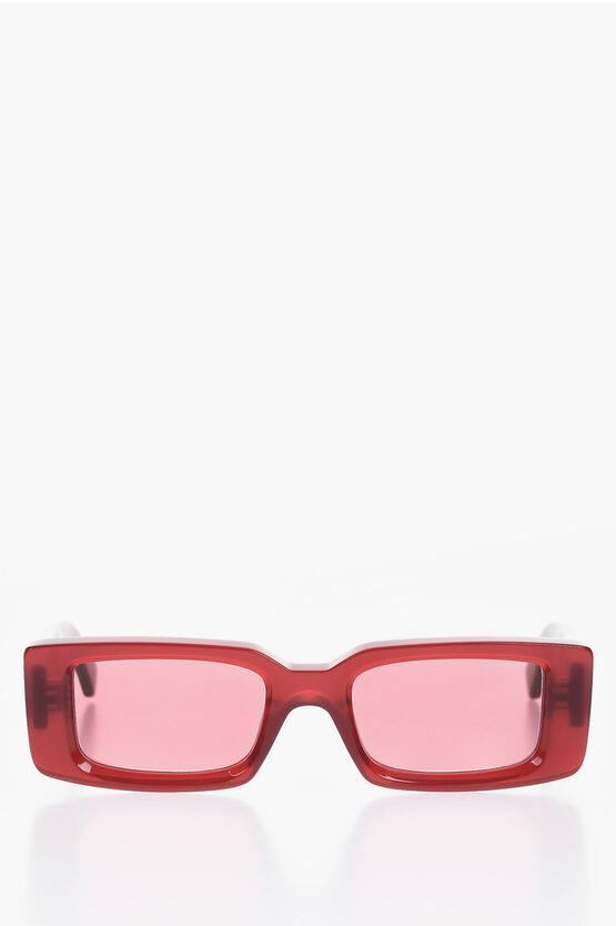 Off-white Rectangular Arthur Sunglasses With Arrow Detail In Red