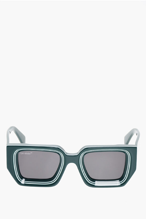 Off-white Rectangular Francisco Sunglassses With Contrasting Details In Green