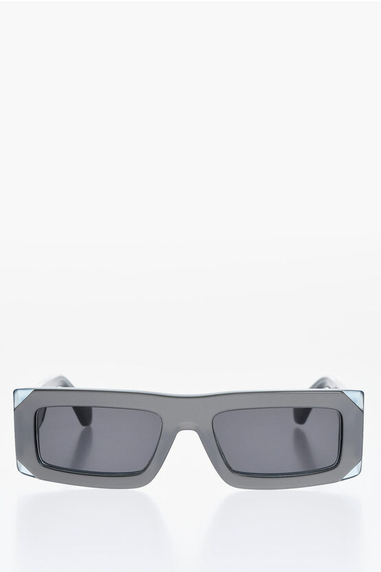 Off-white Rectangular Laurel Sunglasses With Lamè Frame In Gray