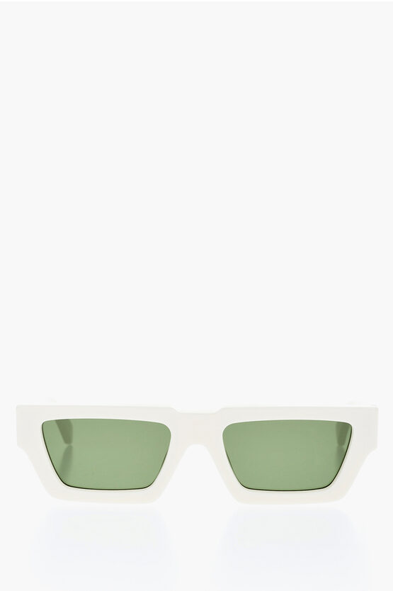 Off-white Rectangular Manchester Sunglasses With Logoed Rods In Green