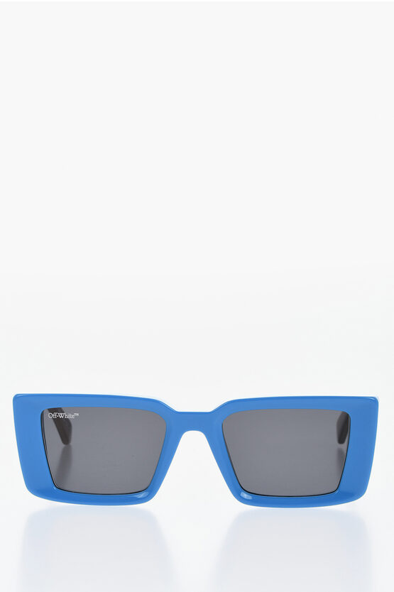 Off-white Rectangular Savannah Sunglasses With Contrasting Rods In Blue