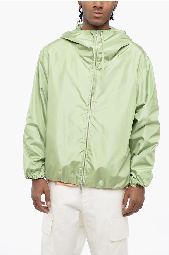 JIL SANDER RECYCLED POLIESTER HOODED WINDBREAKER WITH VISOR 