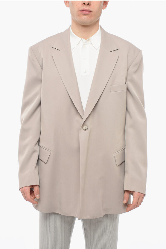 Martine Rose Recycled Twill Stone Blazer With Flap Pockets In Metallic