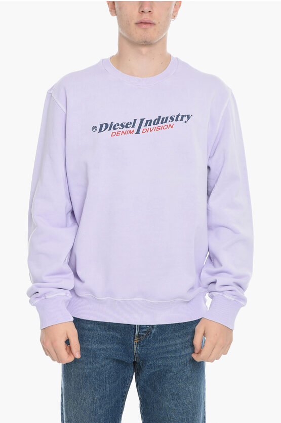 Diesel Red Tag Brushed Cotton S-ginn-ind Crew-neck Sweatshirt In Purple