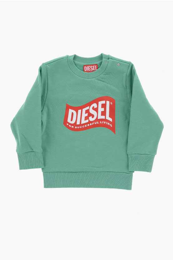 Diesel Red Tag Brushed Cotton Sannyb Crew-neck Sweatshirt In Green