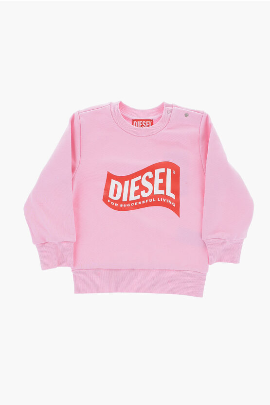 Diesel Red Tag Brushed Cotton Sannyb Crew-neck Sweatshirt In Pink