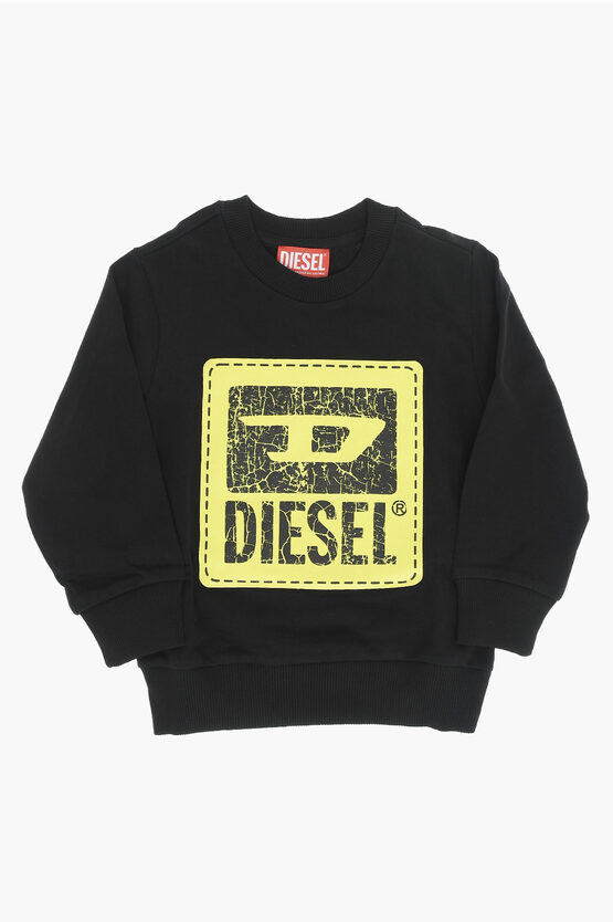 Shop Diesel Red Tag Brushed Cotton Sbudy Crew-neck Sweatshirt With Crack