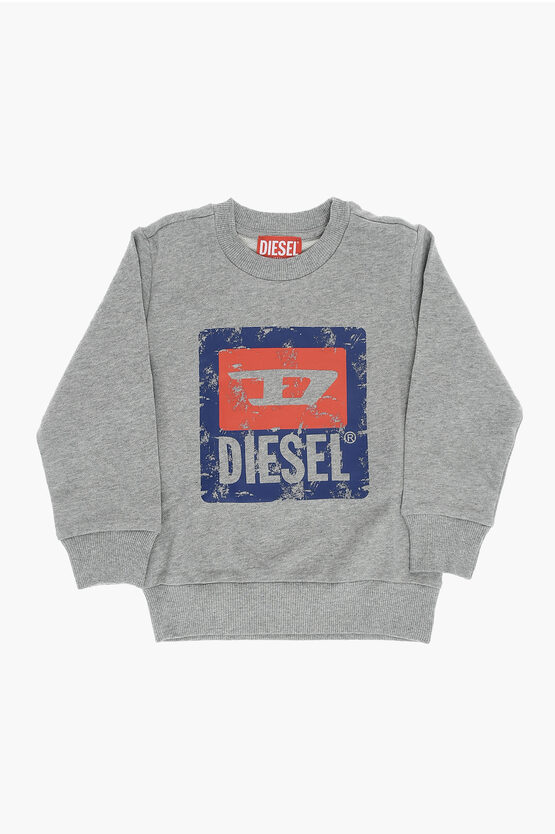 Shop Diesel Red Tag Brushed Cotton Sgal Crew-neck Sweatshirt With Maxi L