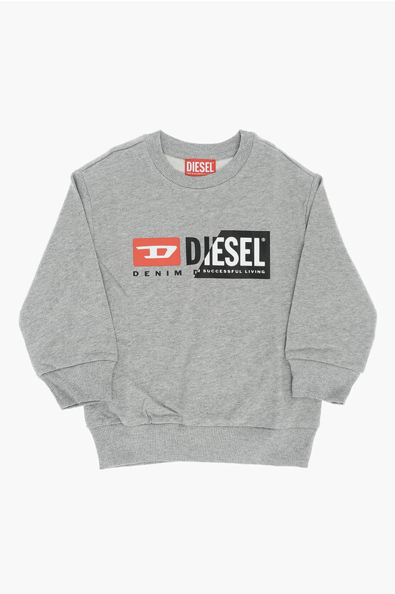 Shop Diesel Red Tag Brushed Cotton Smagi Crew-neck Sweatshirt