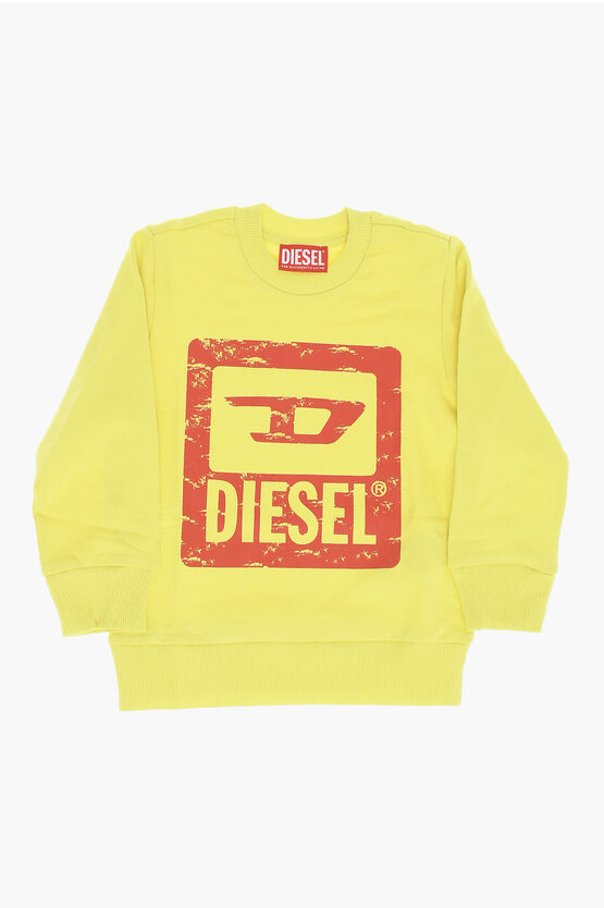 Shop Diesel Red Tag Brushed Cotton Snuf Crew-neck Sweatshirt