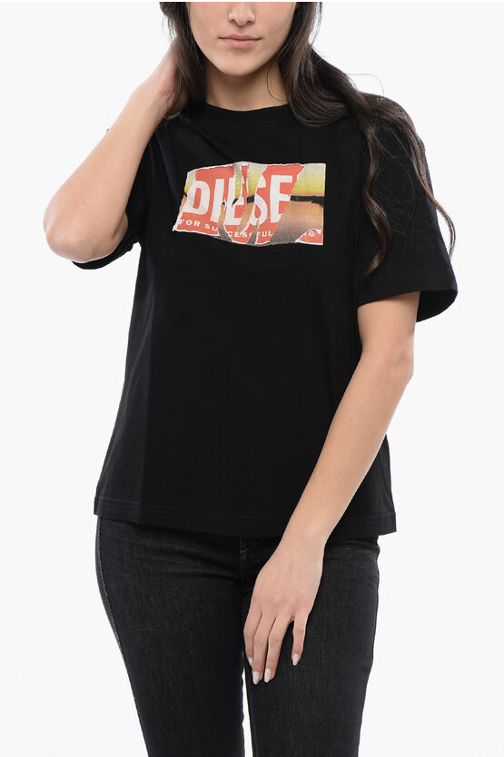 Diesel Red Tag Cotton Crew-neck T-danny-poff T-shirt With Frontal P